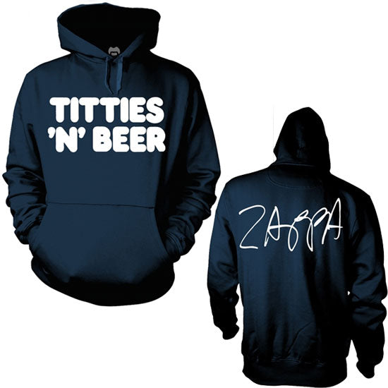 Hoodie - Frank Zappa - Titties N Beer - Navy - Pullover