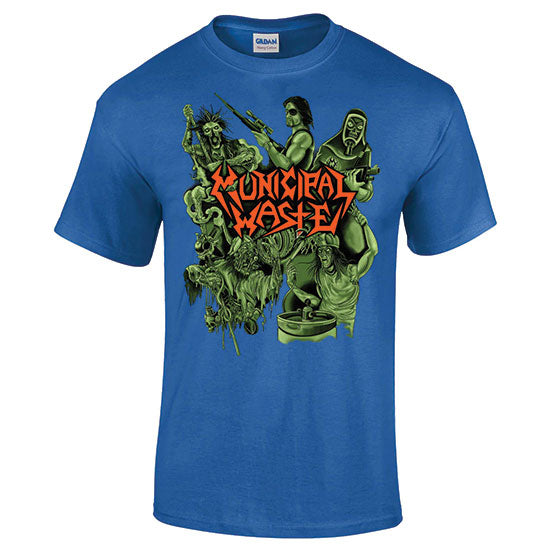 T-Shirt - Municipal Waste - Collage Logo - Blue - Front