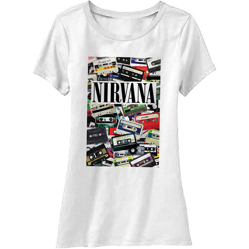 T-Shirt - Nirvana - Cassettes - Lady - White