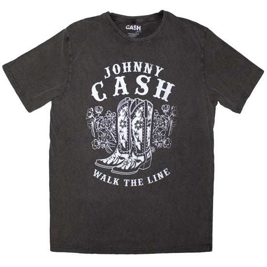T-Shirt - Johnny Cash - Walk The Line - Boots - Charcoal Grey